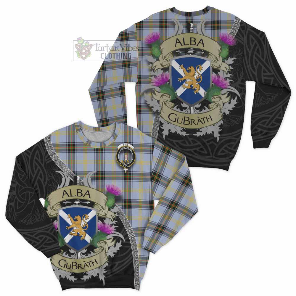 Tartan Vibes Clothing Bell Tartan Family Crest Sweatshirt Lion Rampant Royal Thistle Shield Celtic Inspired
