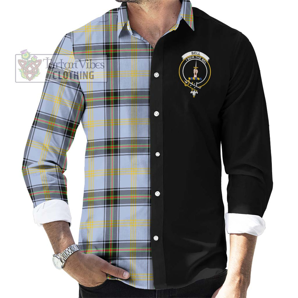 Bell Tartan Long Sleeve Button Shirt with Family Crest and Half Of Me Style - Tartanvibesclothing Shop