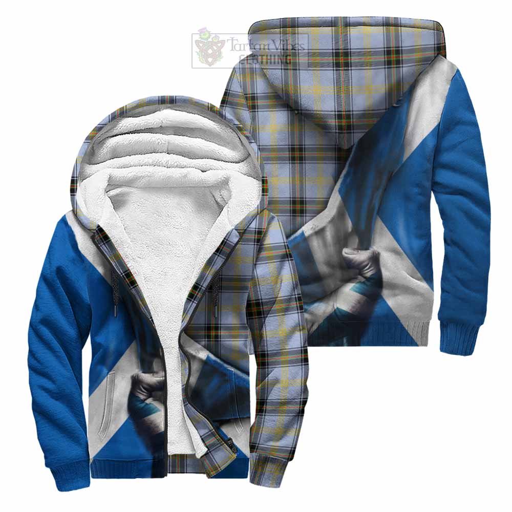 Tartan Vibes Clothing Bell Tartan Sherpa Hoodie with Family Crest Scotland Patriotic Style