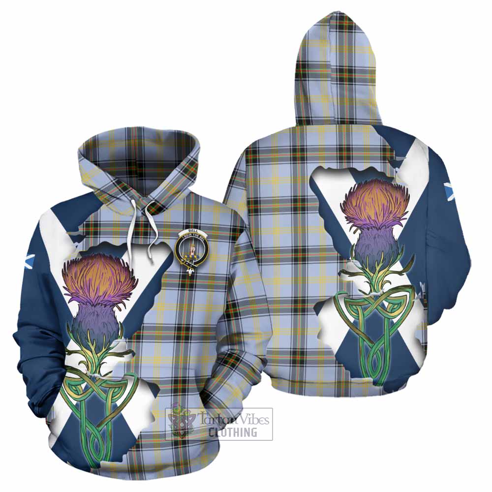 Tartan Vibes Clothing Bell Tartan Family Crest Hoodie Scottish Thistle Celtic Inspired