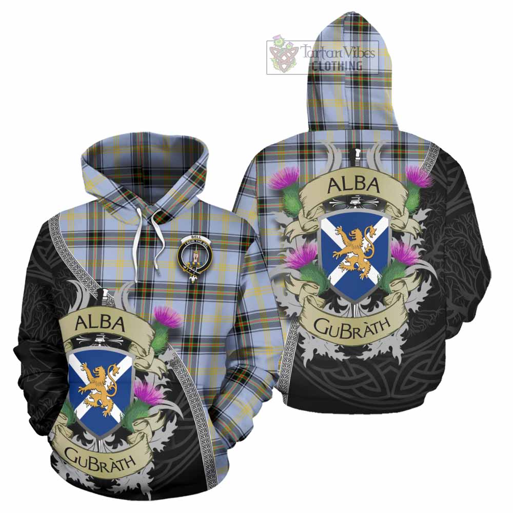 Tartan Vibes Clothing Bell Tartan Family Crest Hoodie Lion Rampant Royal Thistle Shield Celtic Inspired