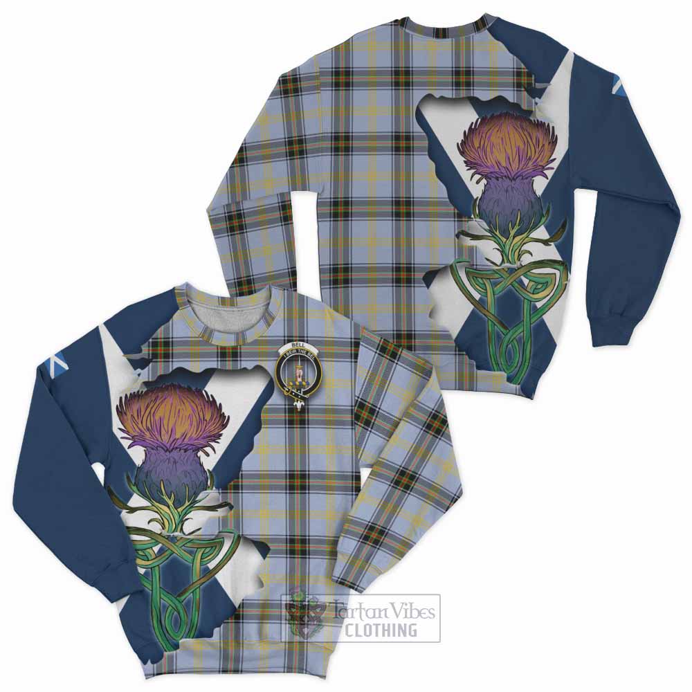 Tartan Vibes Clothing Bell Tartan Family Crest Sweatshirt Scottish Thistle Celtic Inspired