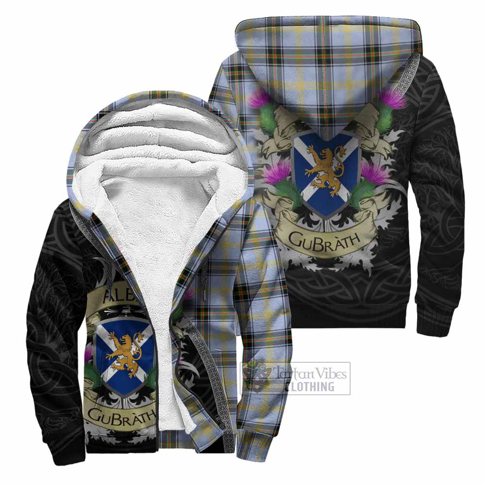 Tartan Vibes Clothing Bell Tartan Family Crest Sherpa Hoodie Lion Rampant Royal Thistle Shield Celtic Inspired