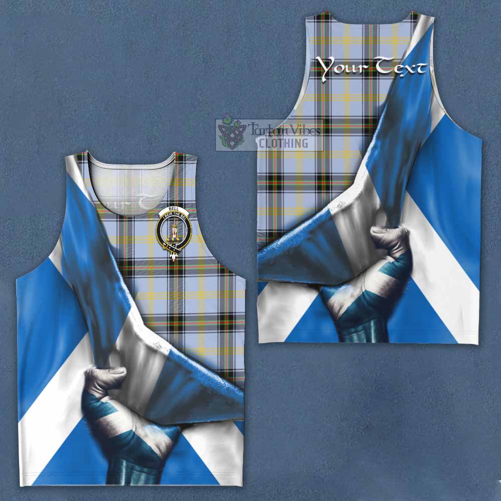 Tartan Vibes Clothing Bell Tartan Men's Tank Top with Family Crest Scotland Patriotic Style