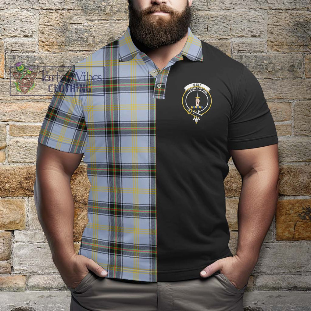 Bell Tartan Polo Shirt with Family Crest and Half Of Me Style - Tartanvibesclothing Shop