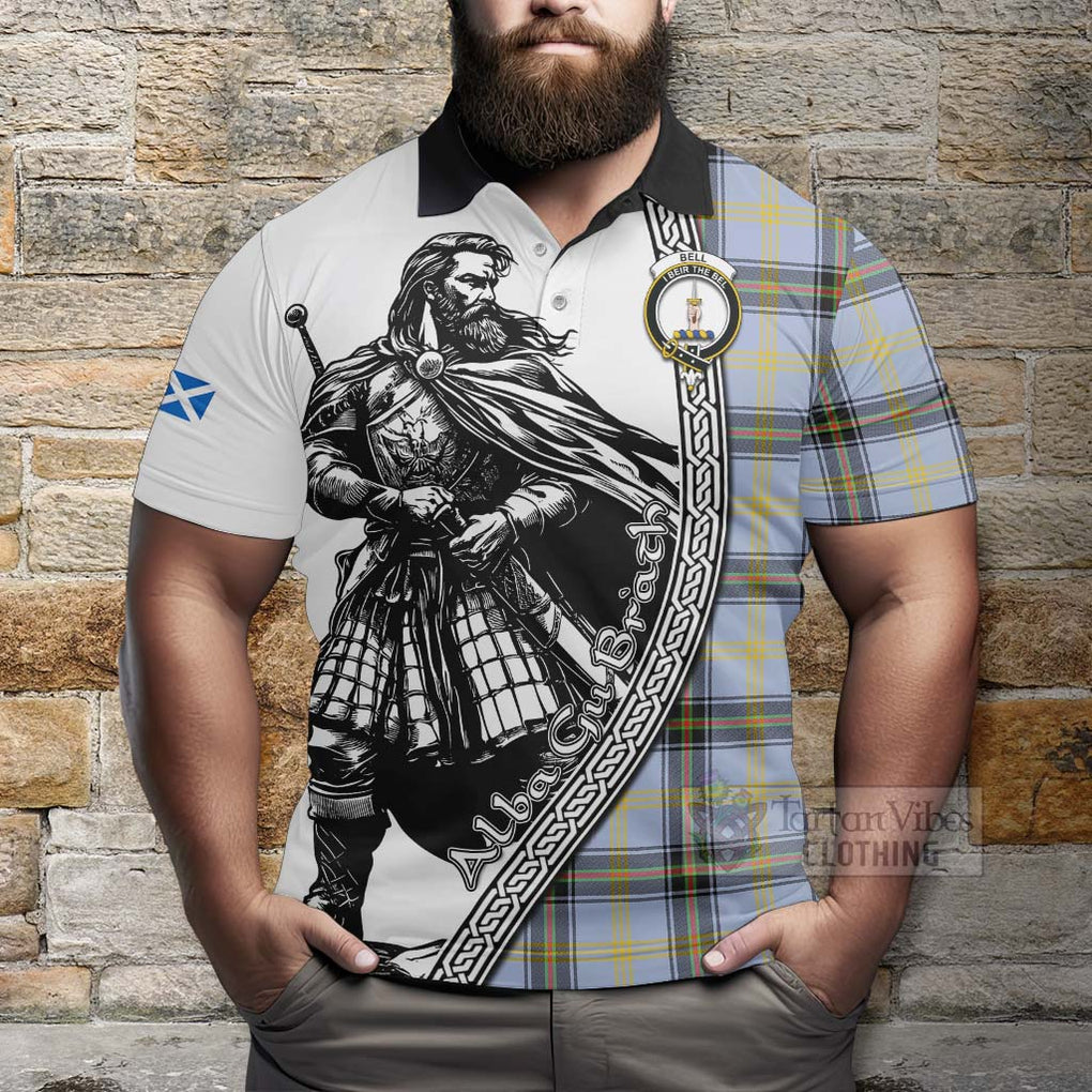 Tartan Vibes Clothing Bell Tartan Clan Crest Polo Shirt with Highlander Warrior Celtic Style