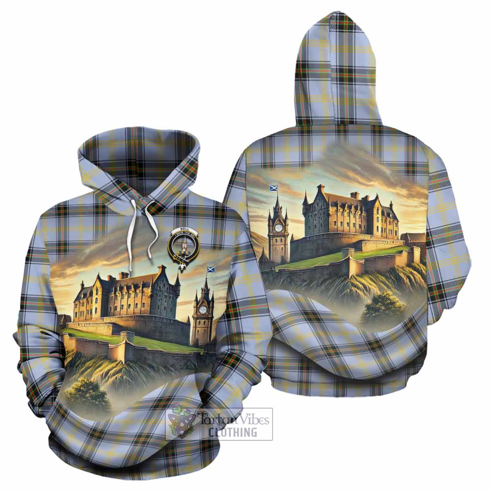 Tartan Vibes Clothing Bell Tartan Family Crest Hoodie with Scottish Ancient Castle Style