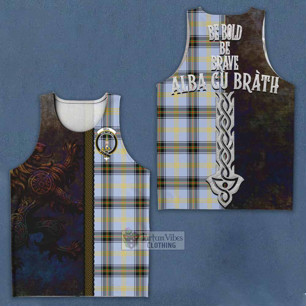 Tartan Vibes Clothing Bell Tartan Family Crest Men's Tank Top Alba Gu Brath Be Brave Lion Ancient Style
