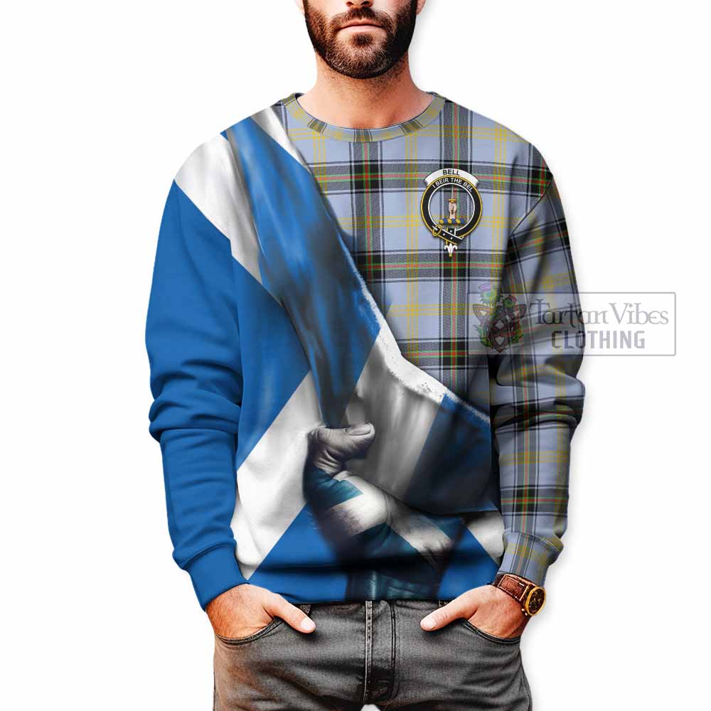 Tartan Vibes Clothing Bell Tartan Sweatshirt with Family Crest Scotland Patriotic Style