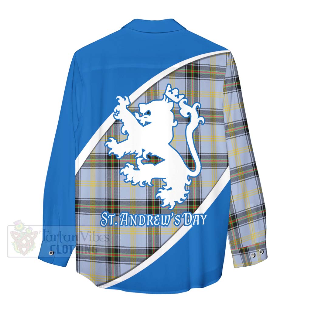 Tartan Vibes Clothing Bell Family Crest Tartan Women's Casual Shirt Celebrate Saint Andrew's Day in Style