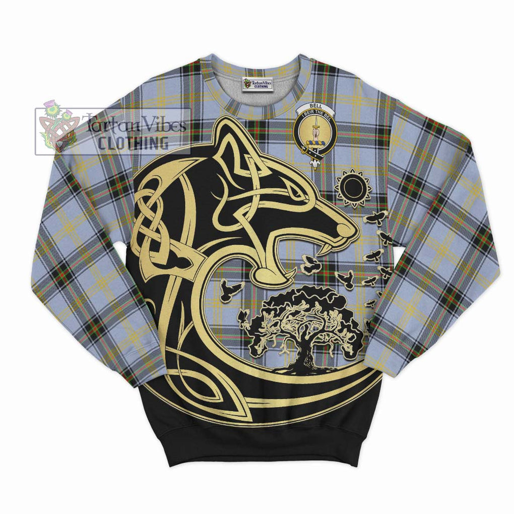 Bell Tartan Sweatshirt with Family Crest Celtic Wolf Style - Tartan Vibes Clothing