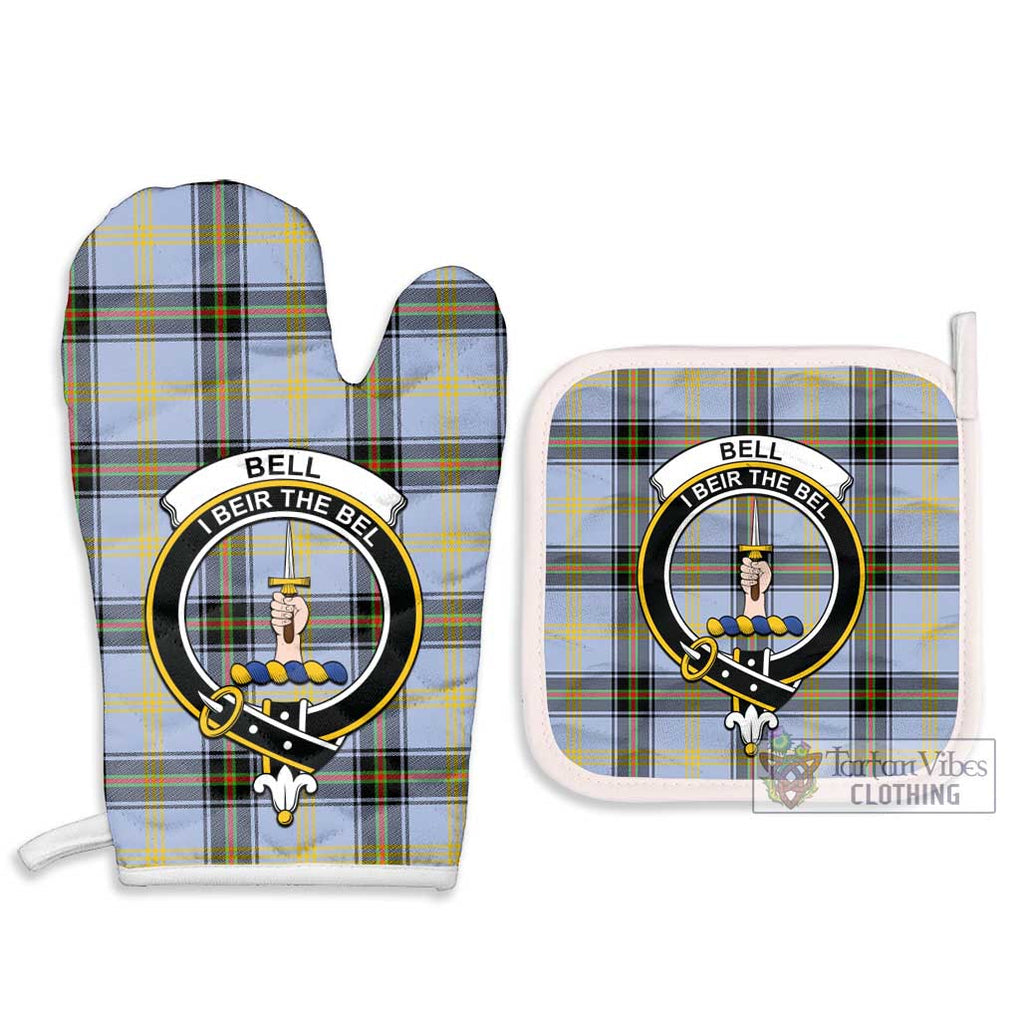 Bell Tartan Combo Oven Mitt & Pot-Holder with Family Crest Combo 1 Oven Mitt & 2 Pot-Holder White - Tartan Vibes Clothing