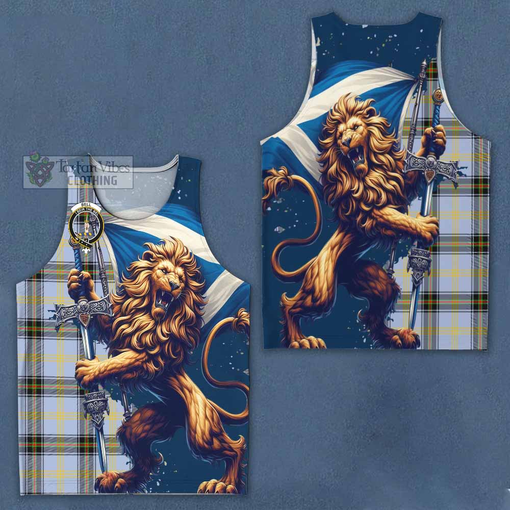 Tartan Vibes Clothing Bell Tartan Family Crest Men's Tank Top with Scottish Majestic Lion