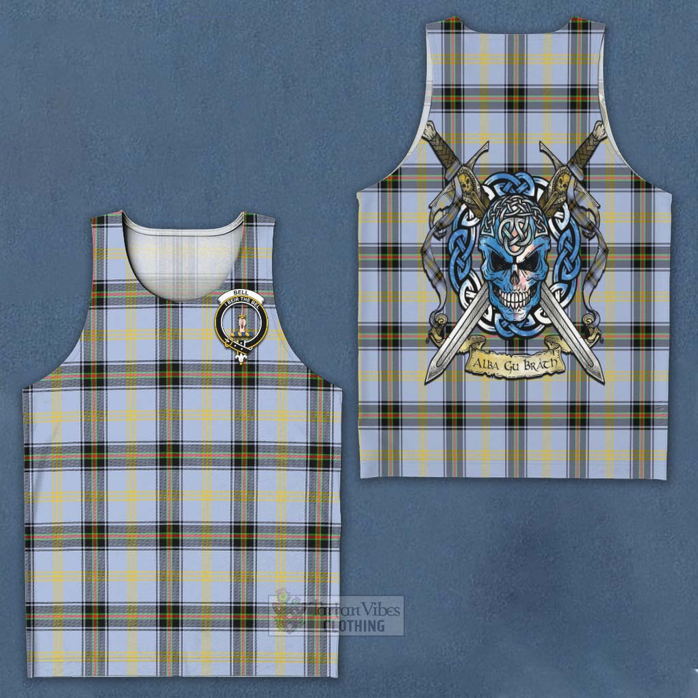 Tartan Vibes Clothing Bell Tartan Men's Tank Top with Family Crest Celtic Skull Style