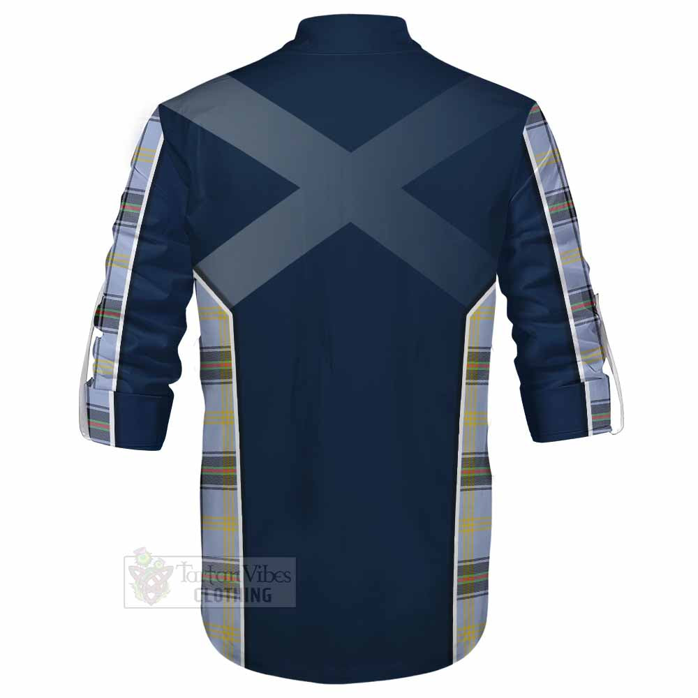 Tartan Vibes Clothing Bell Tartan Ghillie Kilt Shirt with Family Crest and Lion Rampant Vibes Sport Style