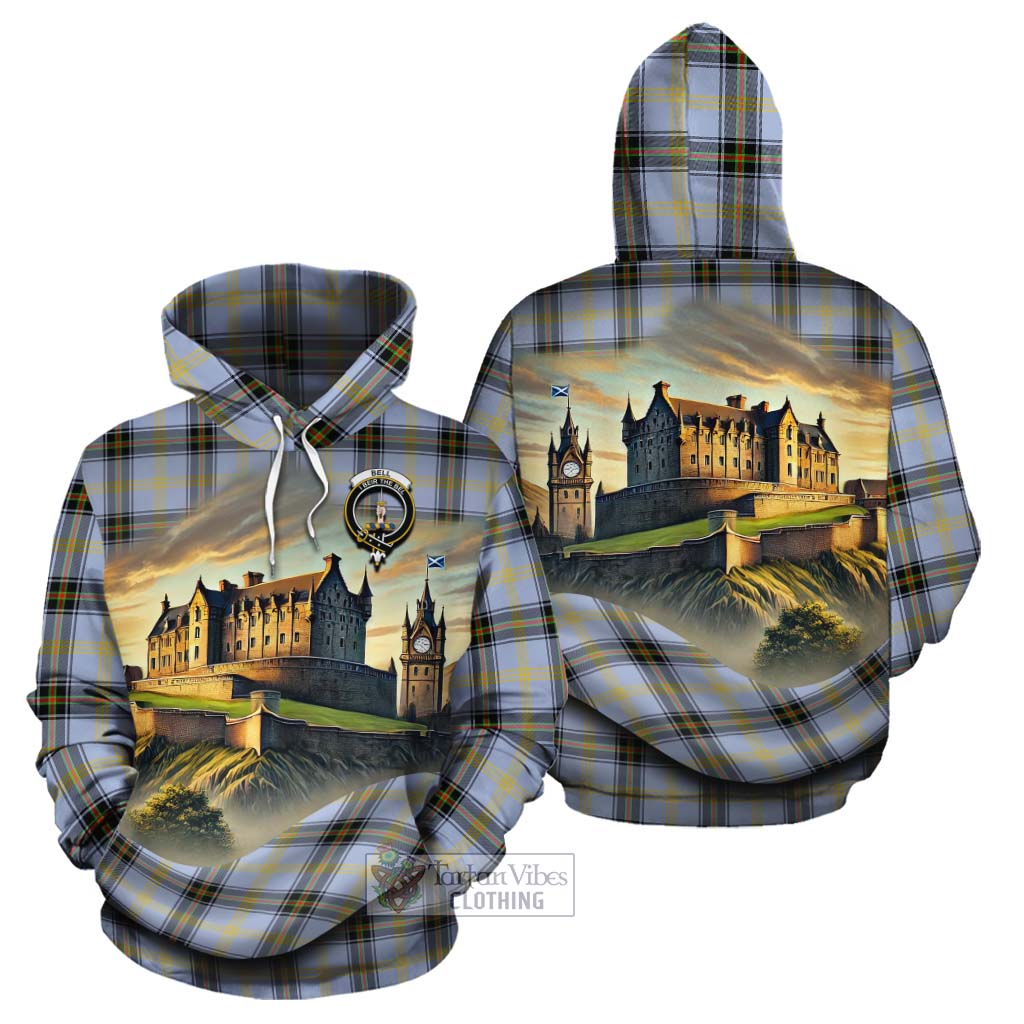 Tartan Vibes Clothing Bell Tartan Family Crest Cotton Hoodie with Scottish Ancient Castle Style