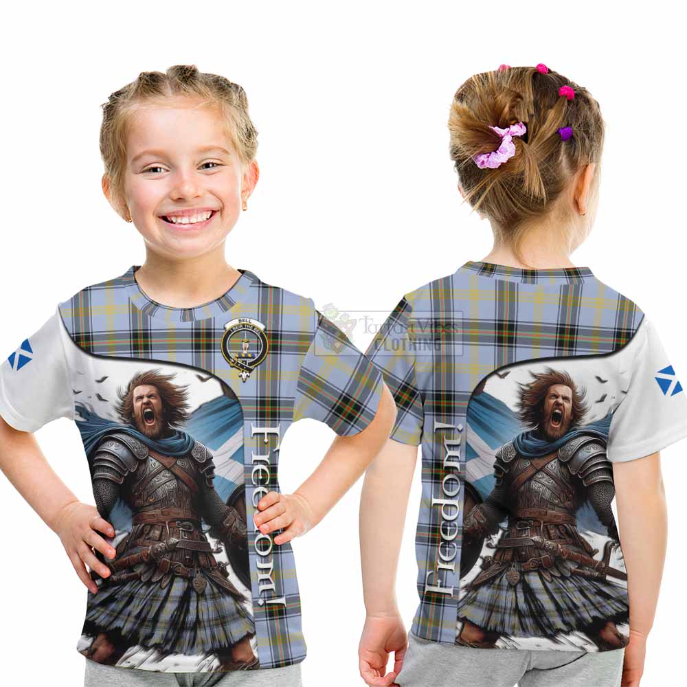 Tartan Vibes Clothing Bell Crest Tartan Kid T-Shirt Inspired by the Freedom of Scottish Warrior