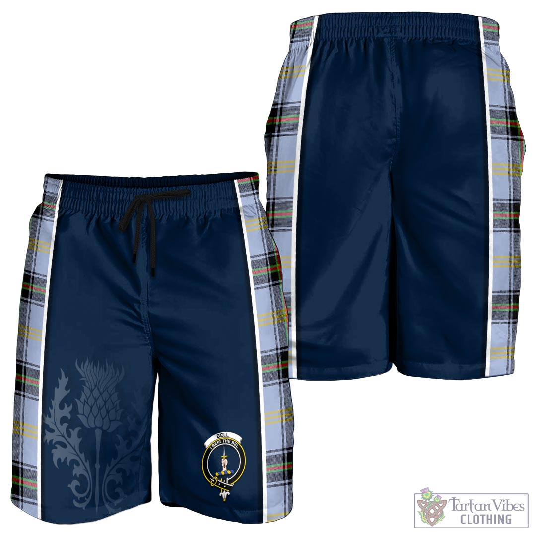 Tartan Vibes Clothing Bell Tartan Men's Shorts with Family Crest and Scottish Thistle Vibes Sport Style