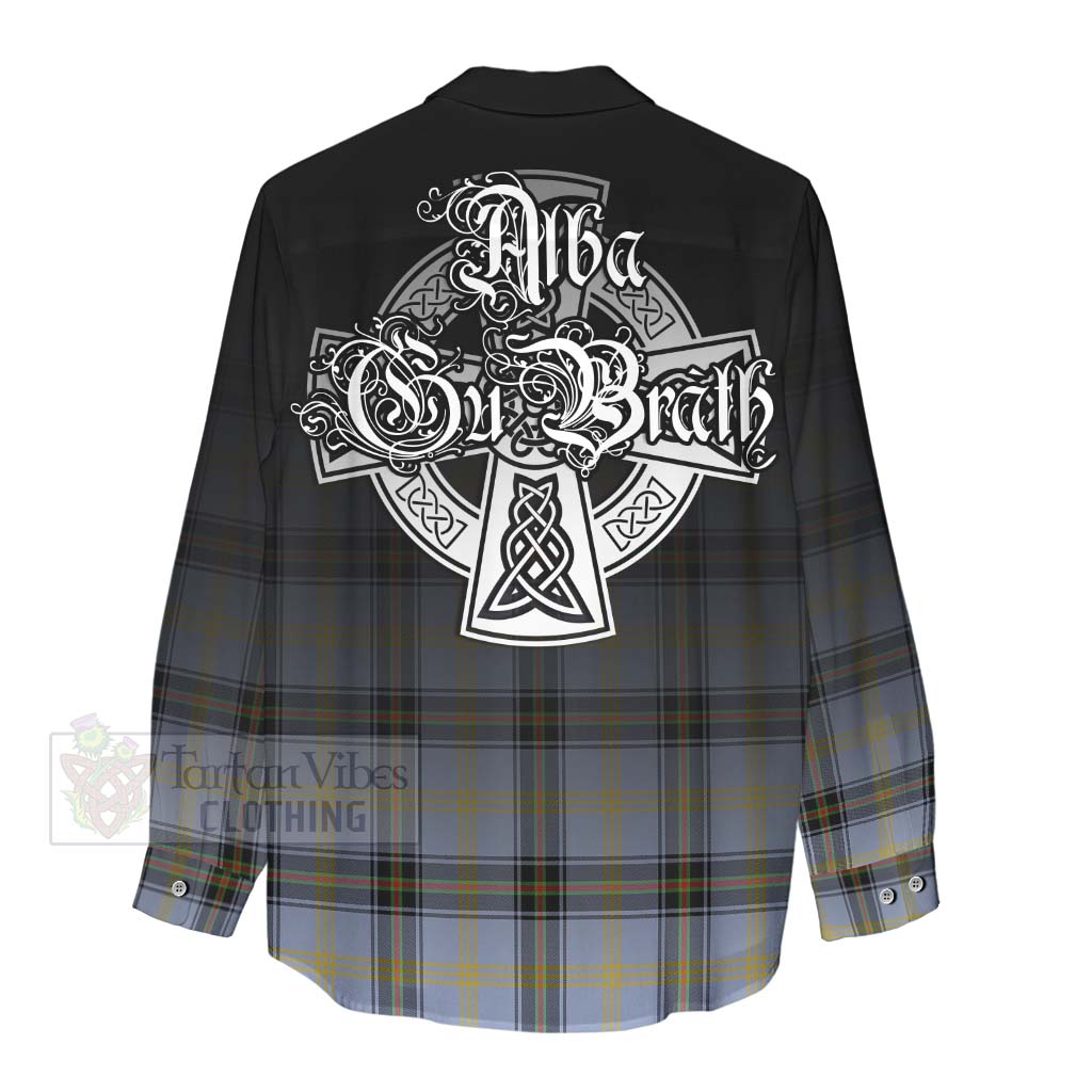 Tartan Vibes Clothing Bell Tartan Women's Casual Shirt Featuring Alba Gu Brath Family Crest Celtic Inspired