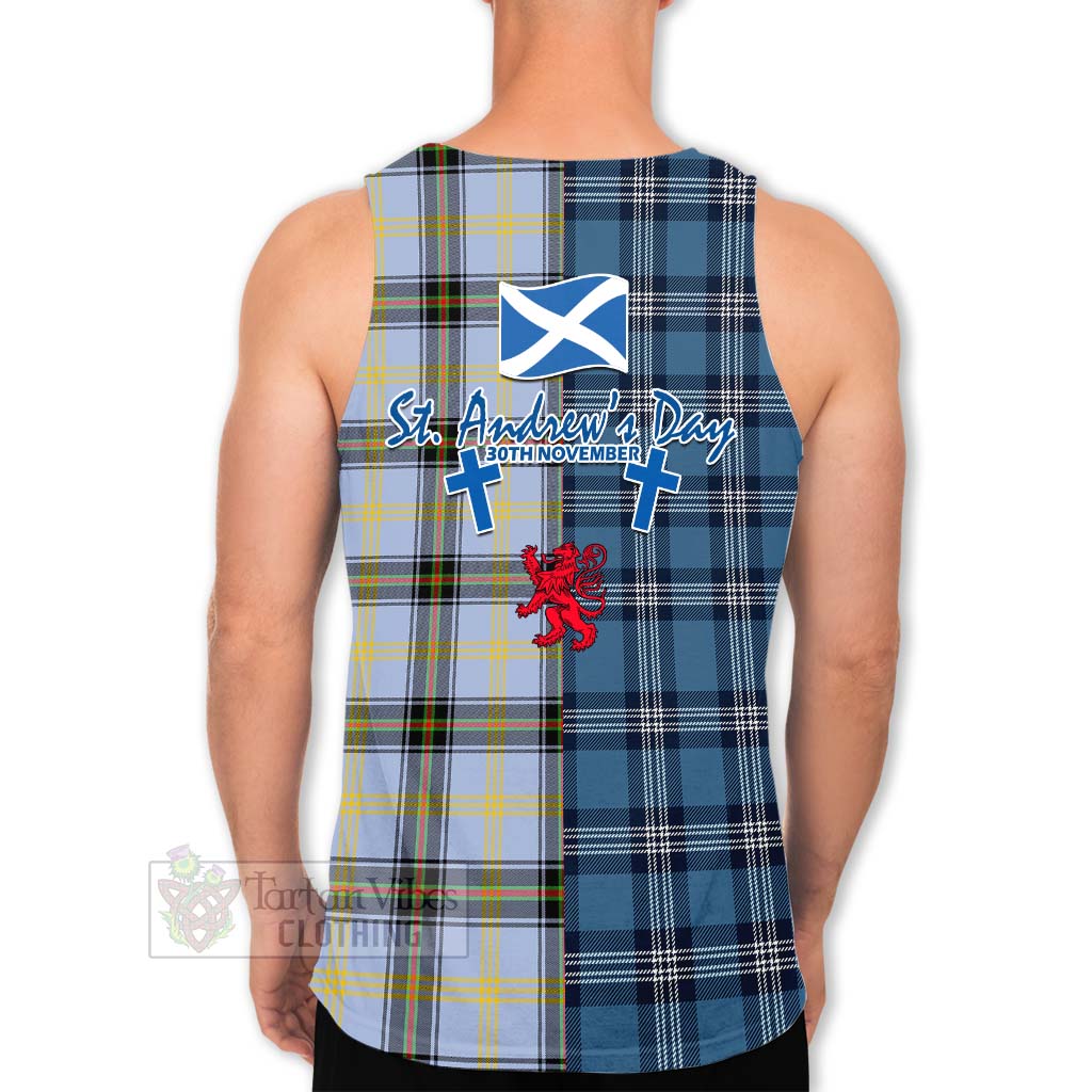 Tartan Vibes Clothing Bell Tartan Men's Tank Top Happy St. Andrew's Day Half Tartan Style