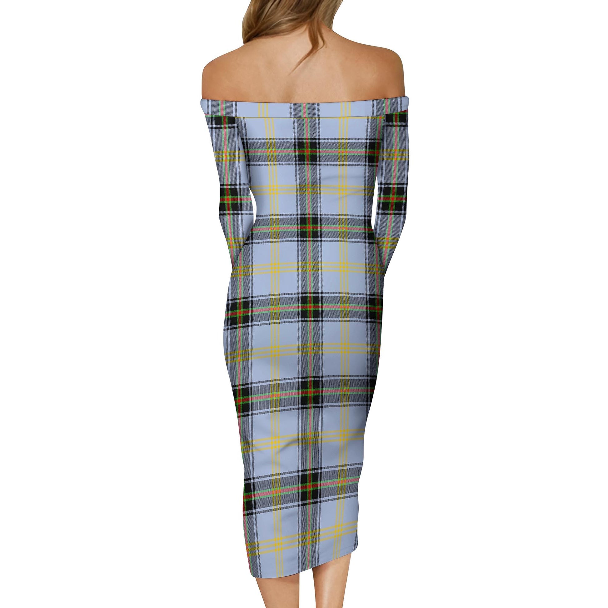 Bell Tartan Off Shoulder Lady Dress - Tartanvibesclothing