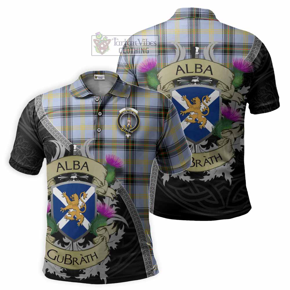 Tartan Vibes Clothing Bell Tartan Family Crest Polo Shirt Lion Rampant Royal Thistle Shield Celtic Inspired