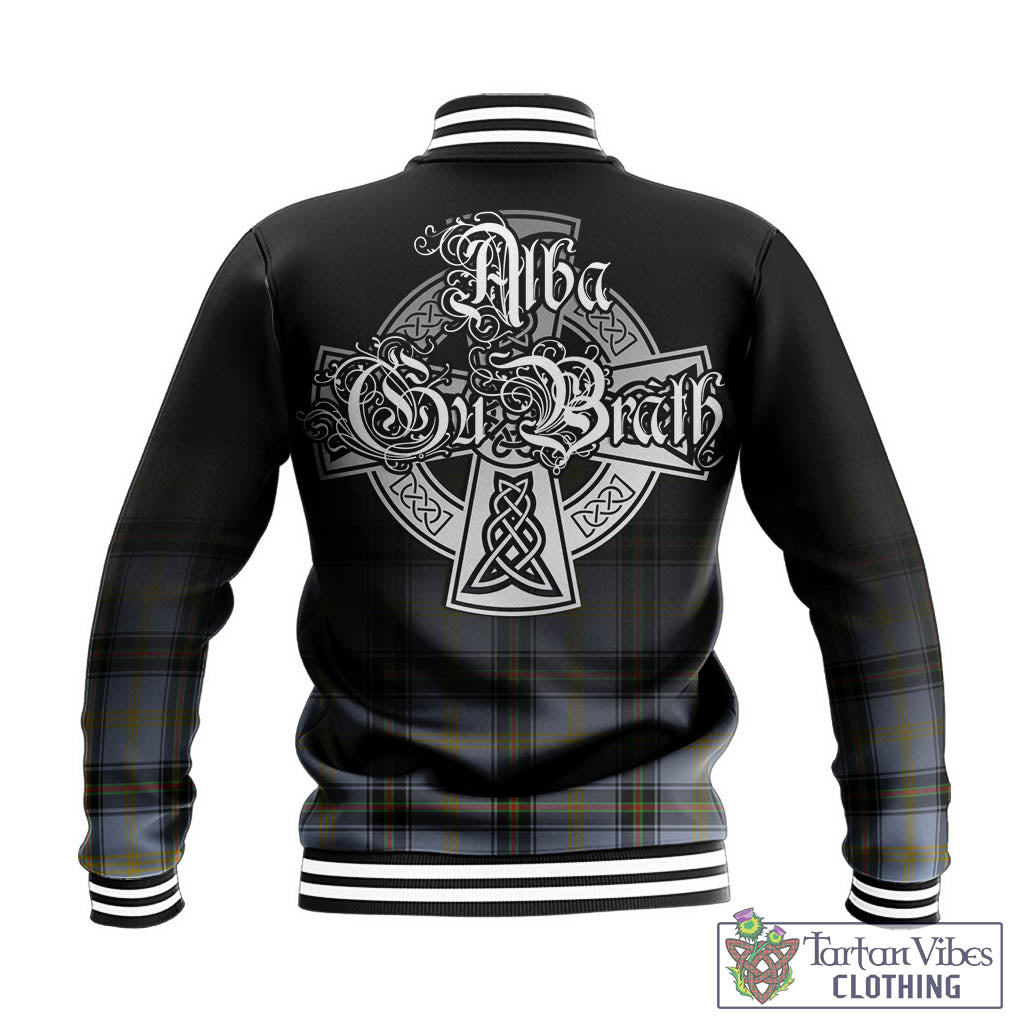 Tartan Vibes Clothing Bell Tartan Baseball Jacket Featuring Alba Gu Brath Family Crest Celtic Inspired