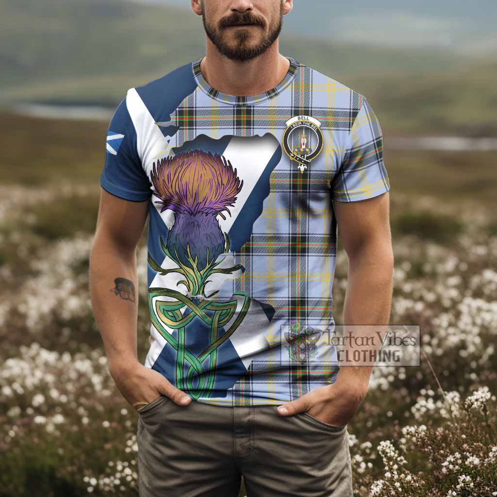Tartan Vibes Clothing Bell Tartan Family Crest T-Shirt Scottish Thistle Celtic Inspired