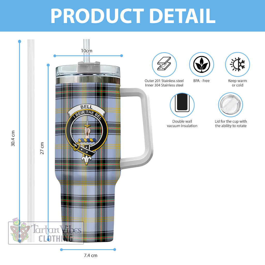 Tartan Vibes Clothing Bell Tartan and Family Crest Tumbler with Handle