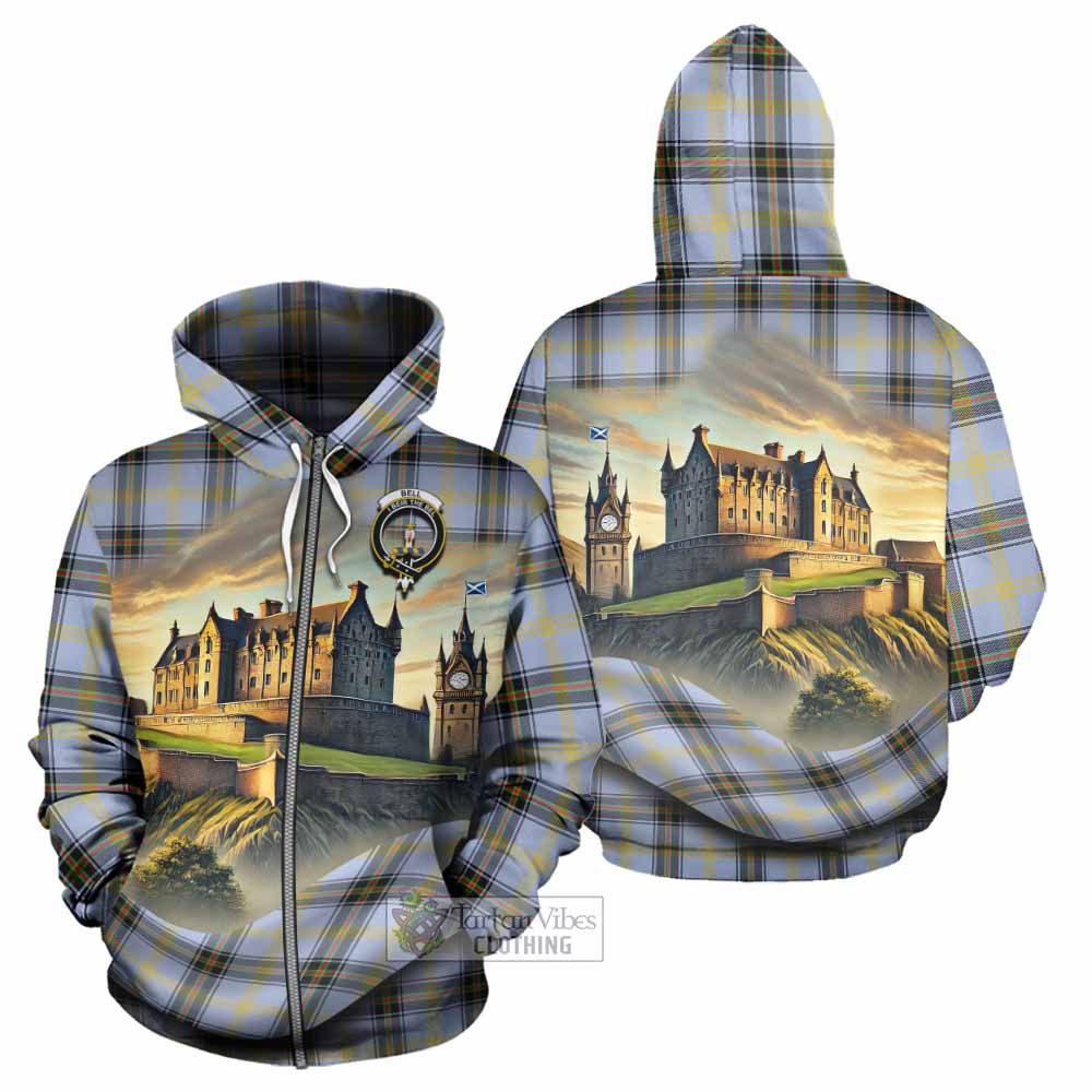 Tartan Vibes Clothing Bell Tartan Family Crest Hoodie with Scottish Ancient Castle Style