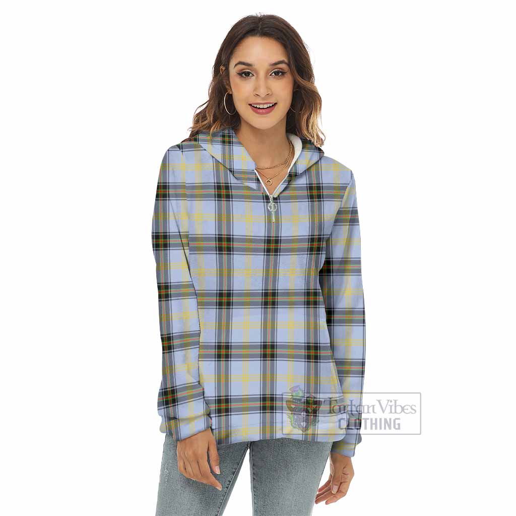 Tartan Vibes Clothing Bell Tartan Women's Borg  Half Zip Fleece Hoodie
