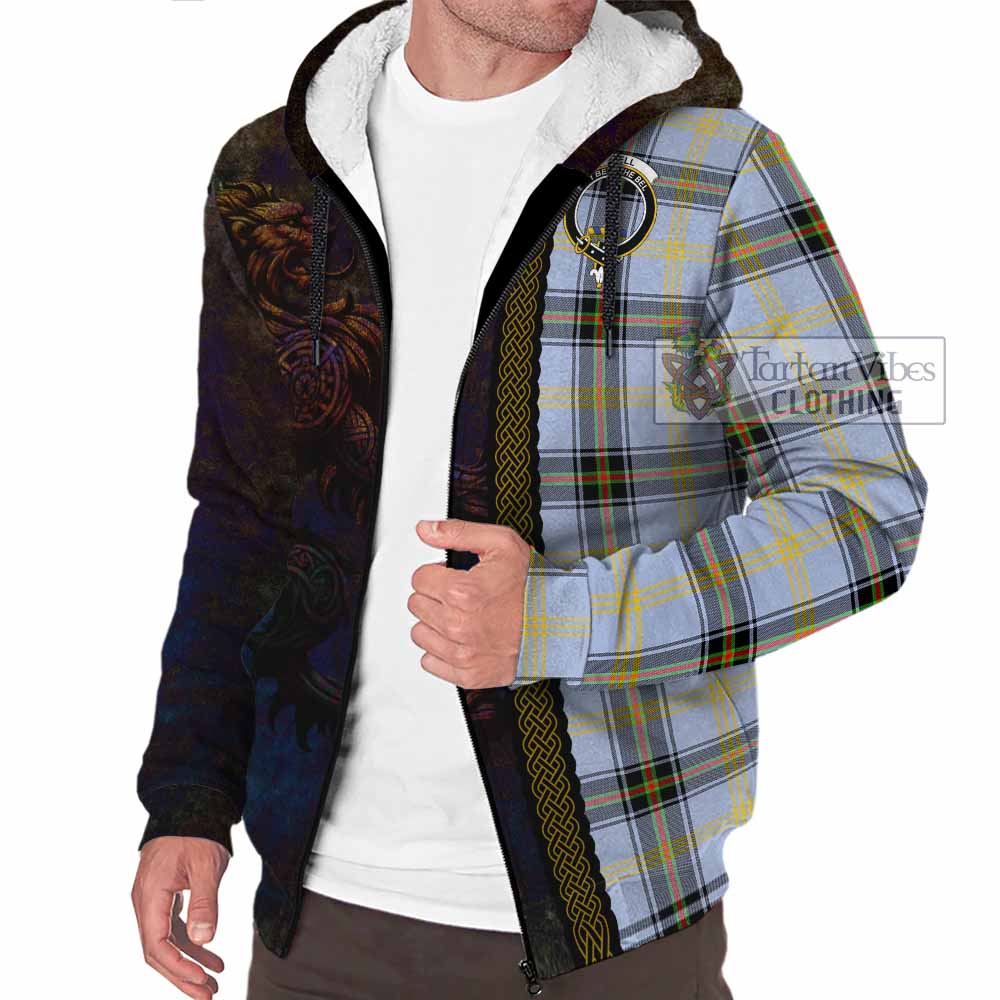 Tartan Vibes Clothing Bell Tartan Family Crest Sherpa Hoodie Alba Gu Brath Be Brave Lion Ancient Style