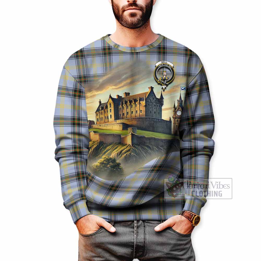 Tartan Vibes Clothing Bell Tartan Family Crest Sweatshirt with Scottish Ancient Castle Style