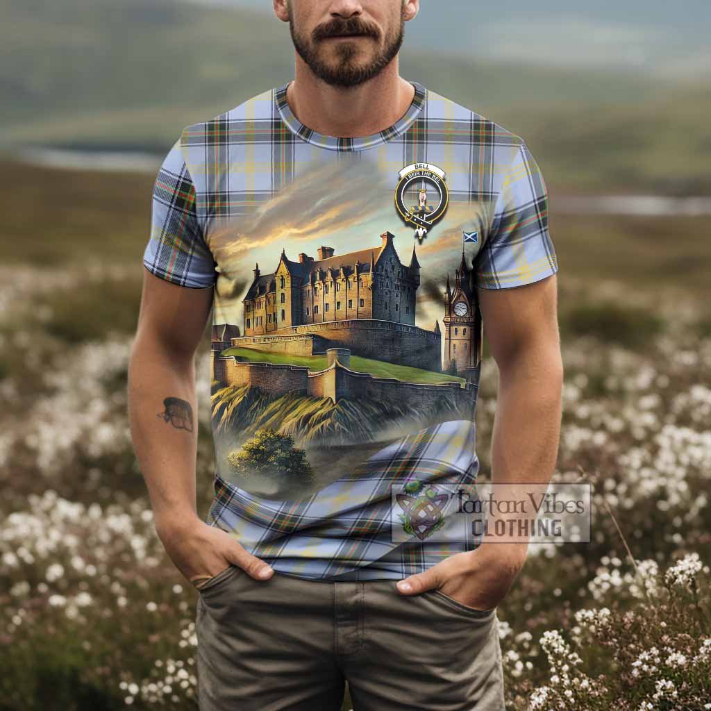 Tartan Vibes Clothing Bell Tartan Family Crest T-Shirt with Scottish Ancient Castle Stype