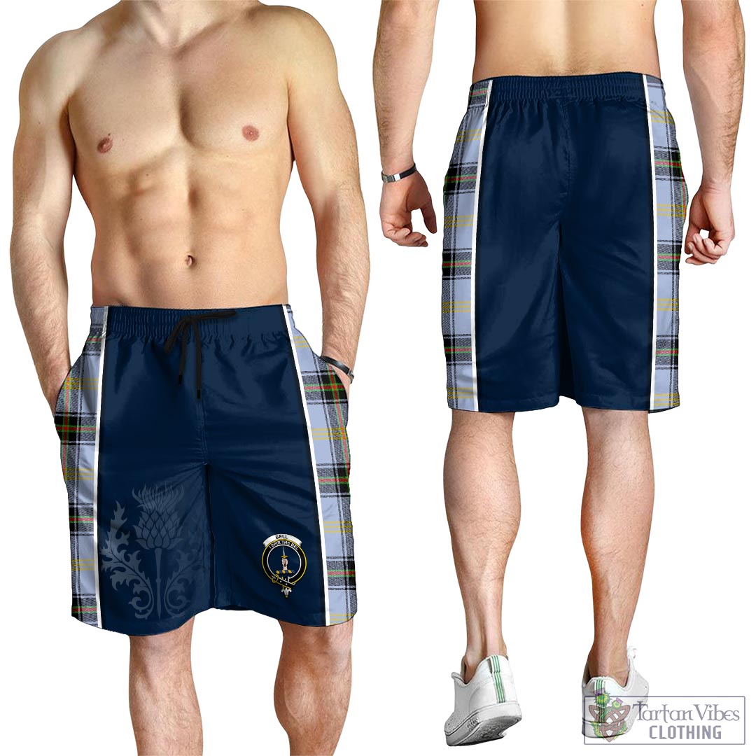 Tartan Vibes Clothing Bell Tartan Men's Shorts with Family Crest and Scottish Thistle Vibes Sport Style