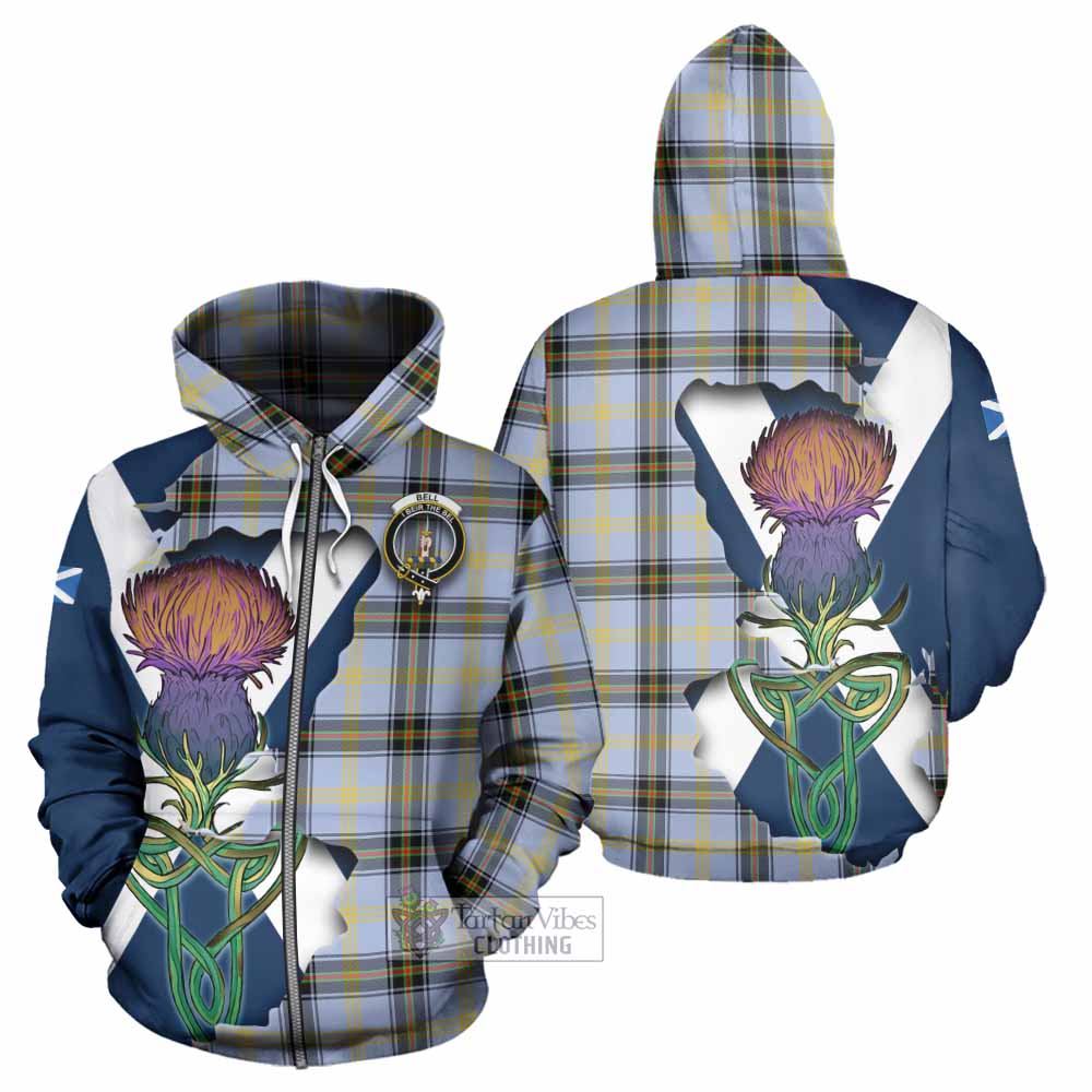Tartan Vibes Clothing Bell Tartan Family Crest Hoodie Scottish Thistle Celtic Inspired