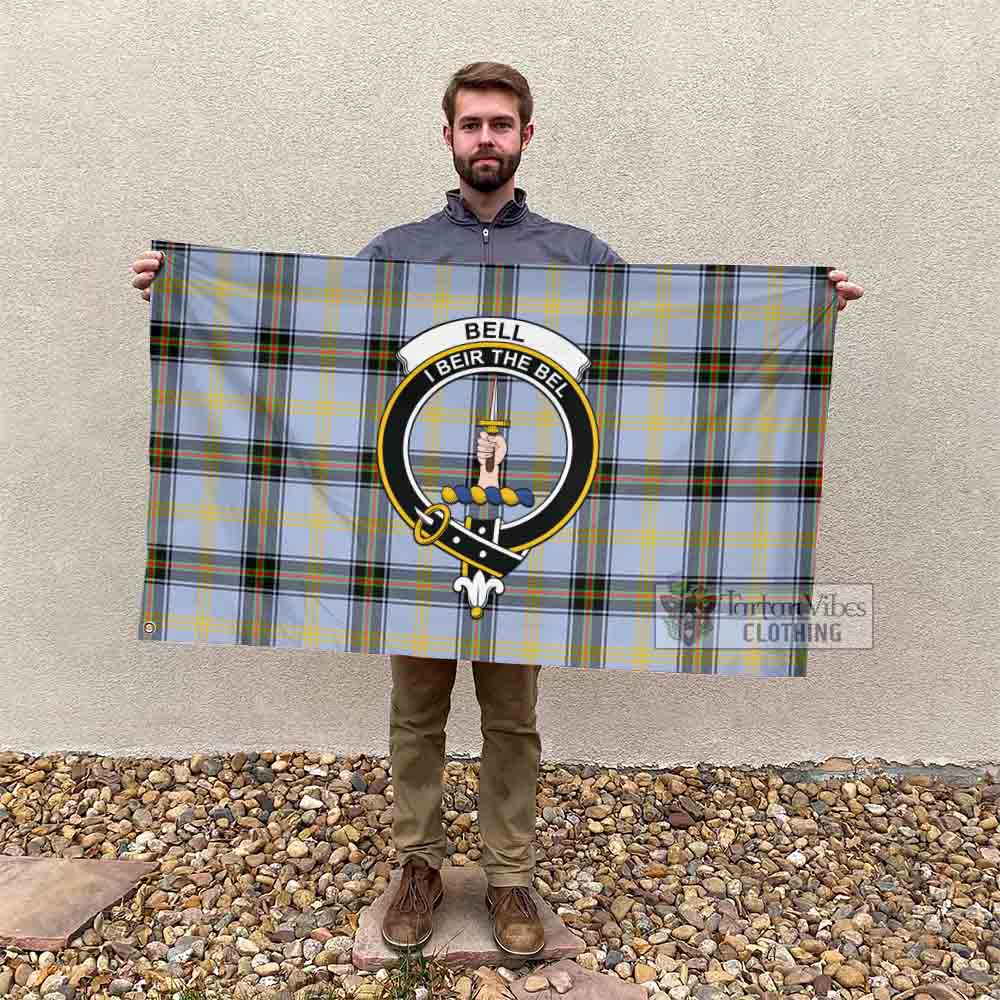 Tartan Vibes Clothing Bell Tartan House Flag with Family Crest