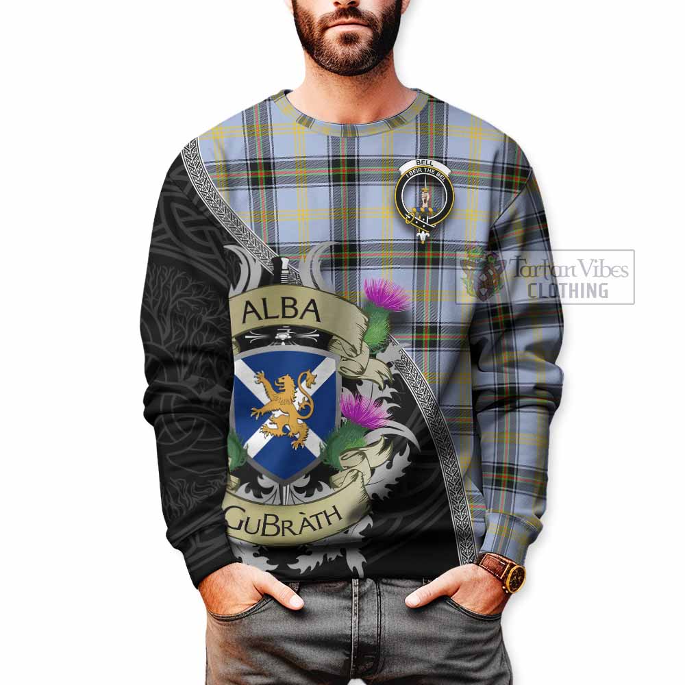 Tartan Vibes Clothing Bell Tartan Family Crest Sweatshirt Lion Rampant Royal Thistle Shield Celtic Inspired