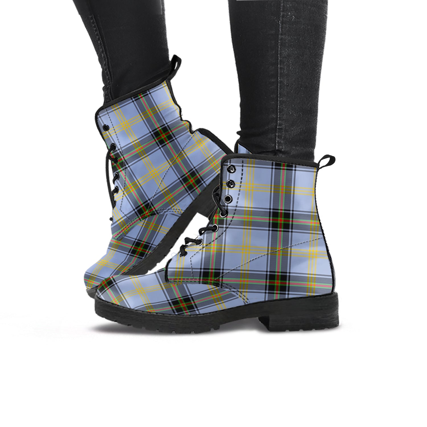 Bell Tartan Leather Boots - Tartanvibesclothing