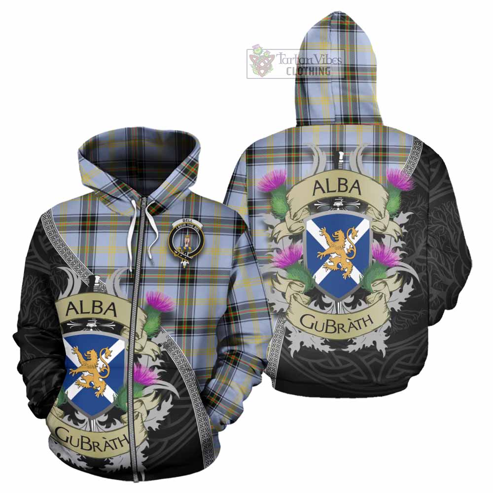 Tartan Vibes Clothing Bell Tartan Family Crest Hoodie Lion Rampant Royal Thistle Shield Celtic Inspired