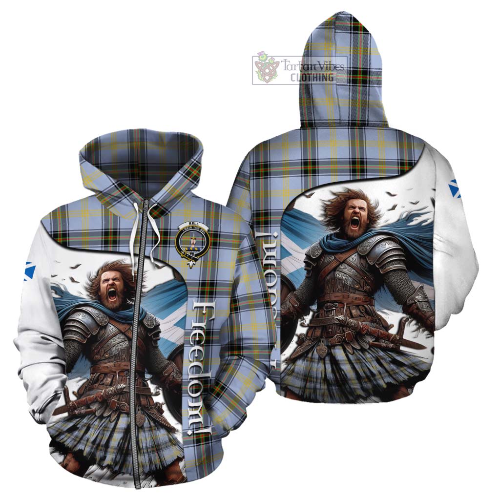Tartan Vibes Clothing Bell Crest Tartan Cotton Hoodie Inspired by the Freedom of Scottish Warrior