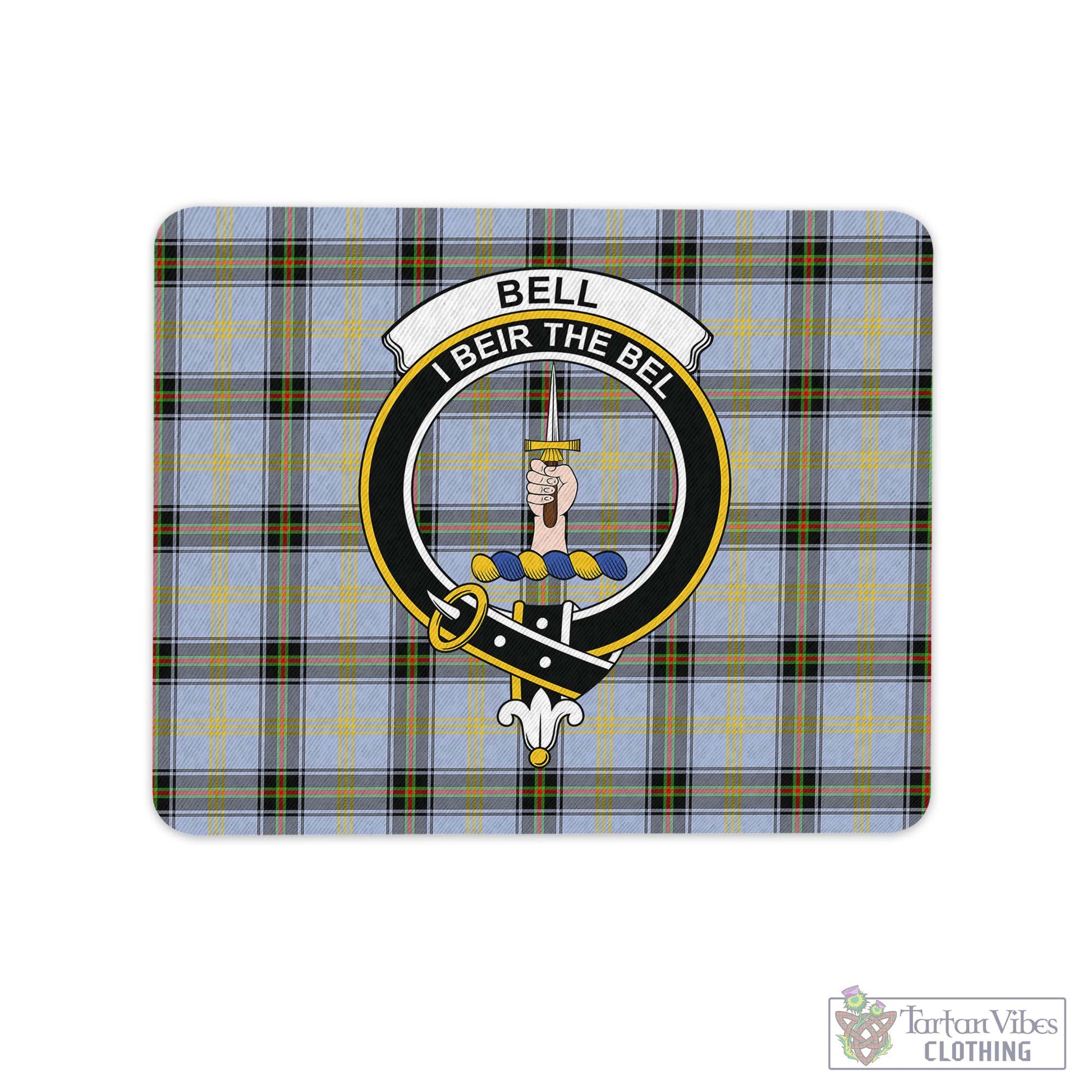 Tartan Vibes Clothing Bell Tartan Mouse Pad with Family Crest