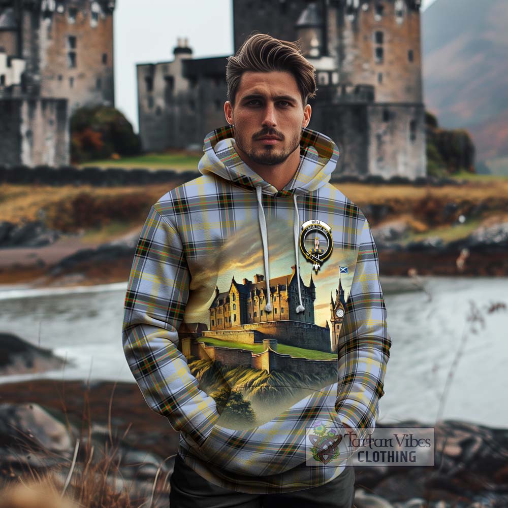 Tartan Vibes Clothing Bell Tartan Family Crest Cotton Hoodie with Scottish Ancient Castle Style