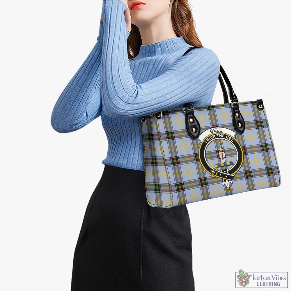 Tartan Vibes Clothing Bell Tartan Luxury Leather Handbags with Family Crest