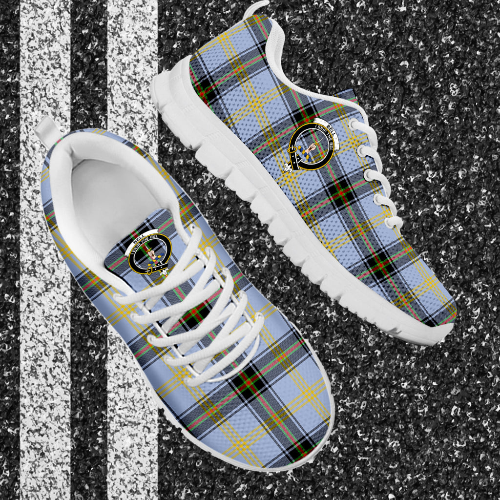 Bell Tartan Sneakers with Family Crest - Tartan Vibes Clothing