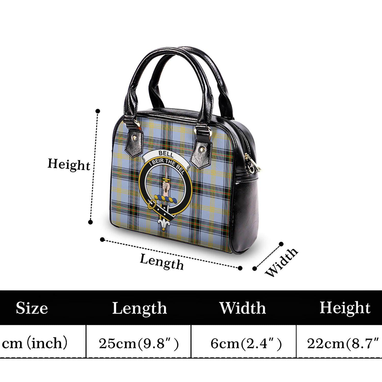 Bell Tartan Shoulder Handbags with Family Crest - Tartanvibesclothing