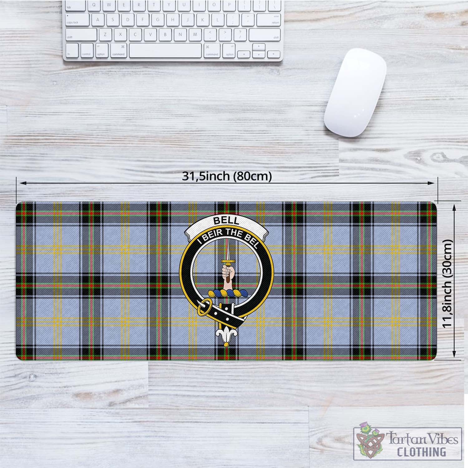 Tartan Vibes Clothing Bell Tartan Mouse Pad with Family Crest