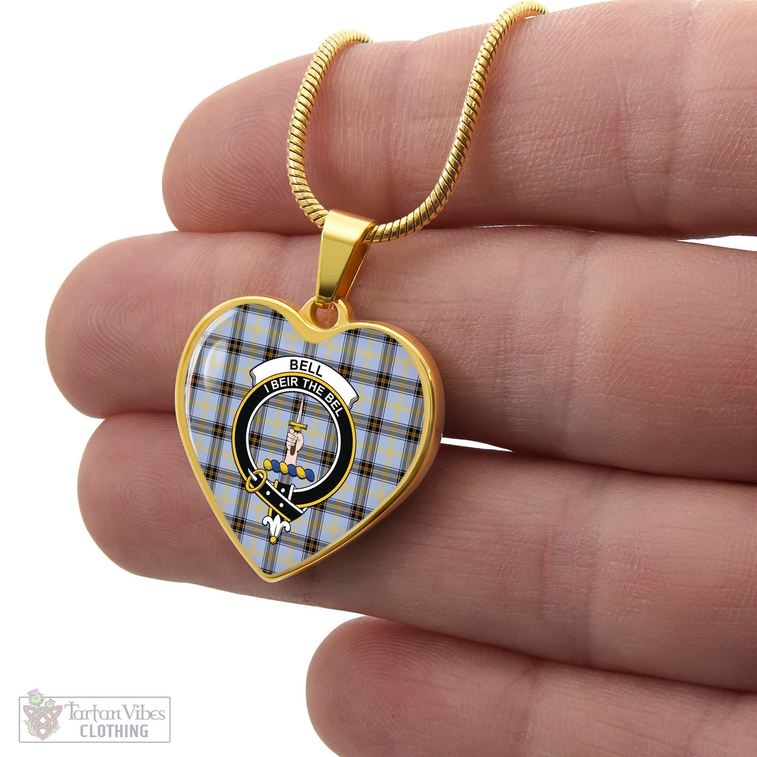 Tartan Vibes Clothing Bell Tartan Heart Necklace with Family Crest