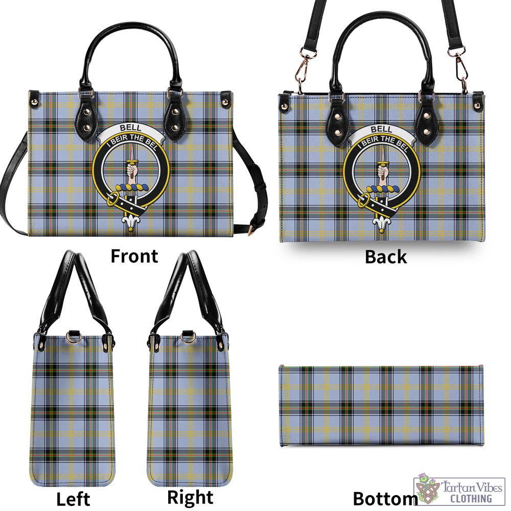 Tartan Vibes Clothing Bell Tartan Luxury Leather Handbags with Family Crest