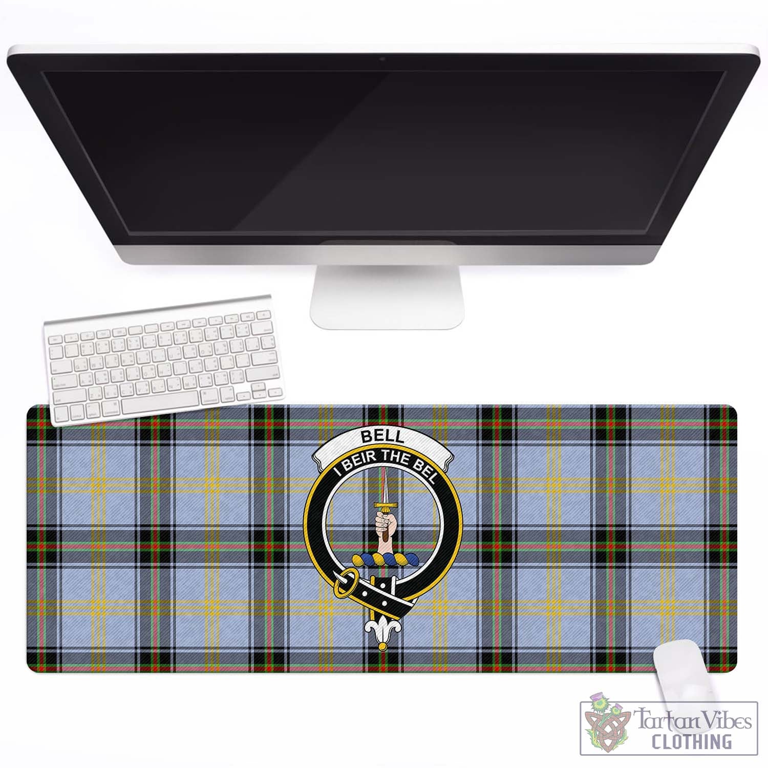 Tartan Vibes Clothing Bell Tartan Mouse Pad with Family Crest